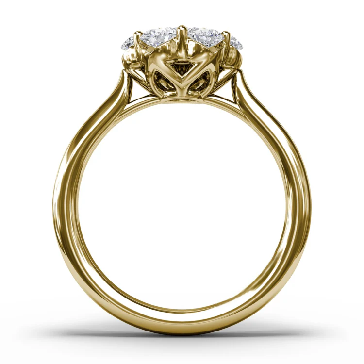Fleur Unique Lab Grown Diamond Engagement Ring in 18k Gold - Round - 1 ct