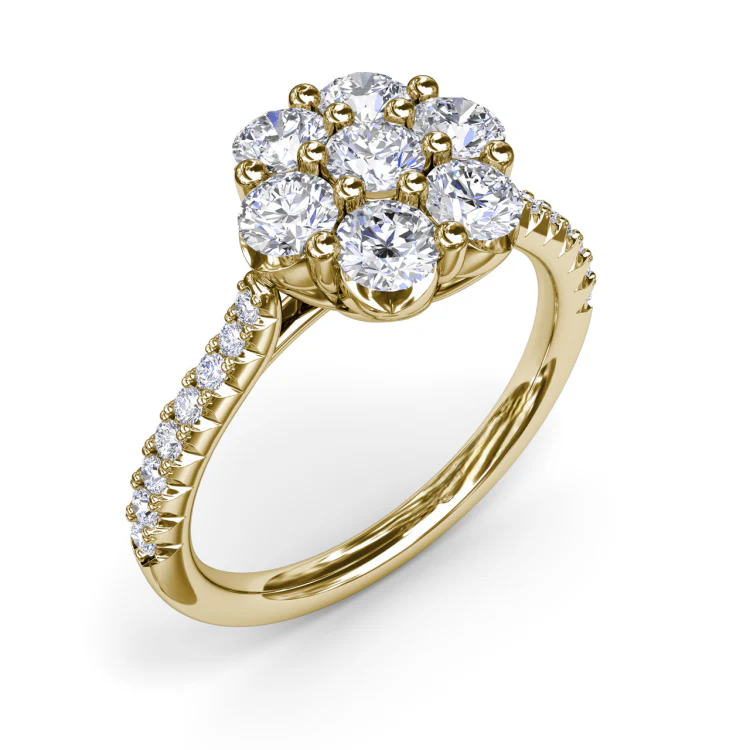 Fleur Pave Unique Lab Grown Diamond Engagement Ring in 18k Gold - Round - 1.25 ct