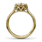 Seven-Stone Floral Cluster Pavé Band Engagement Ring in Solid Gold⁠