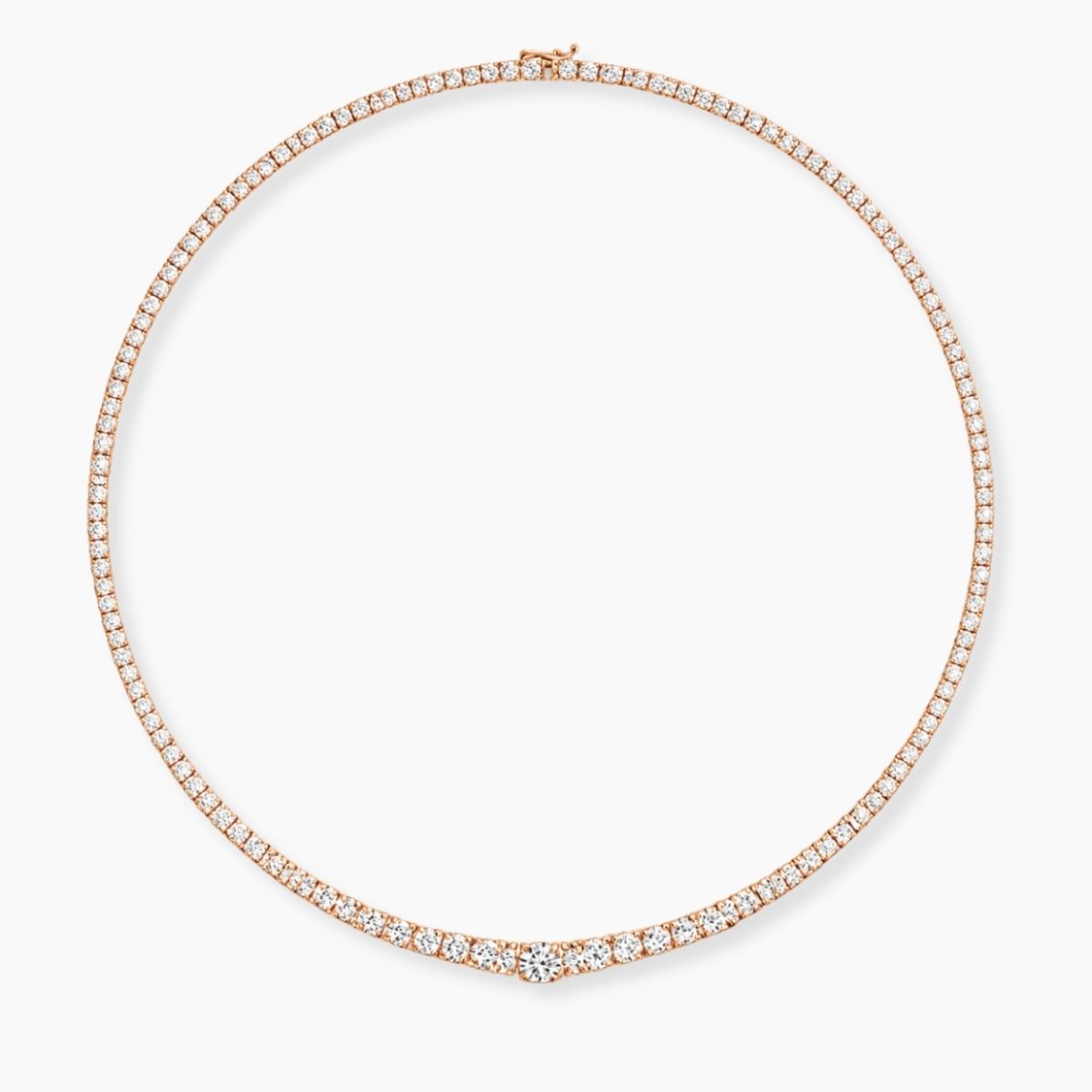 10 Carat Tennis Graduated Lab Grown Diamond Necklace 18K Gold | 4 Prongs | 16.5 in ∼ 42.5 cm