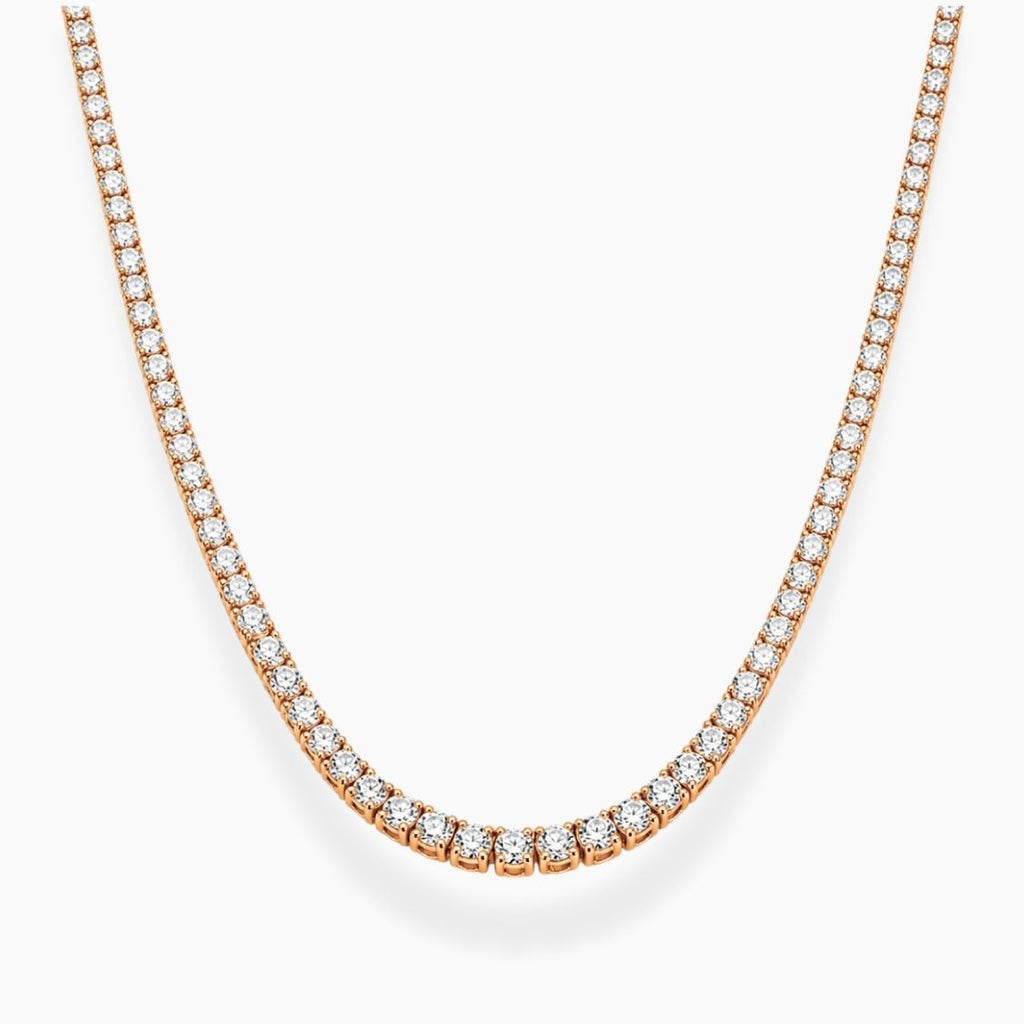 Rose gold necklace with diamonds on a white background, ecomposer-metal type-rose-gold-18k