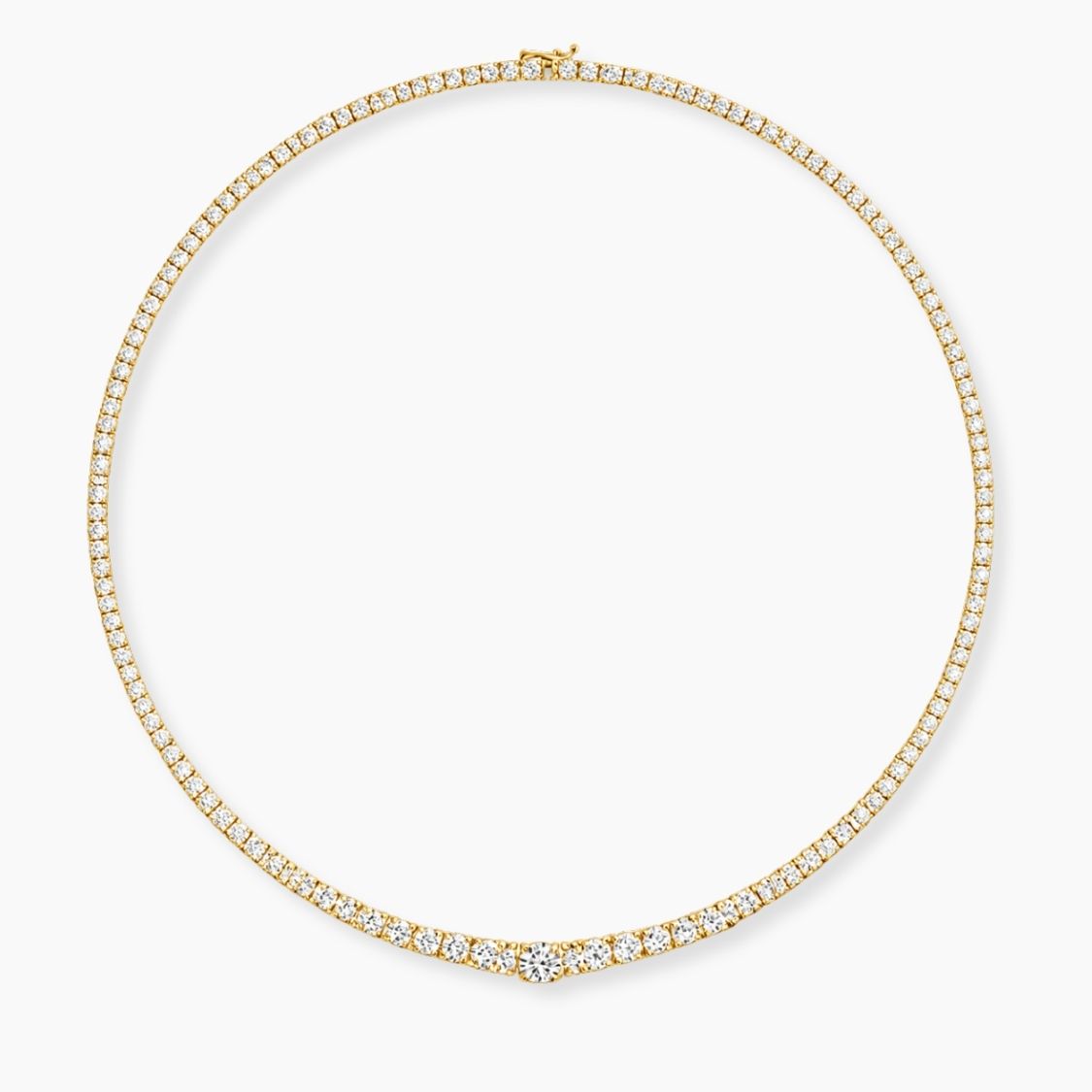 10 Carat Tennis Graduated Lab Grown Diamond Necklace 18K Gold | 4 Prongs | 16.5 in ∼ 42.5 cm