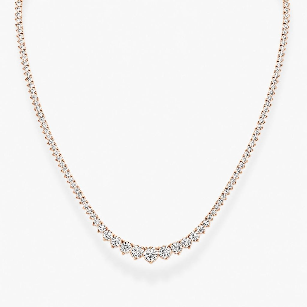 Rose gold necklace with diamonds on a white background, ecomposer-metal type-rose-gold-18k