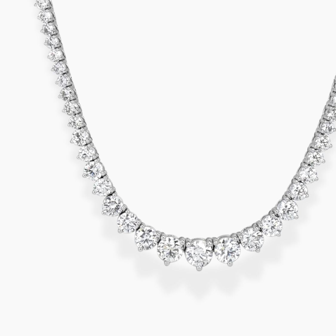 10 Carat Tennis Graduated Riviera Lab Grown Diamond Necklace 18K Gold | 3 Prongs | 16.5 in ∼ 42.5 cm
