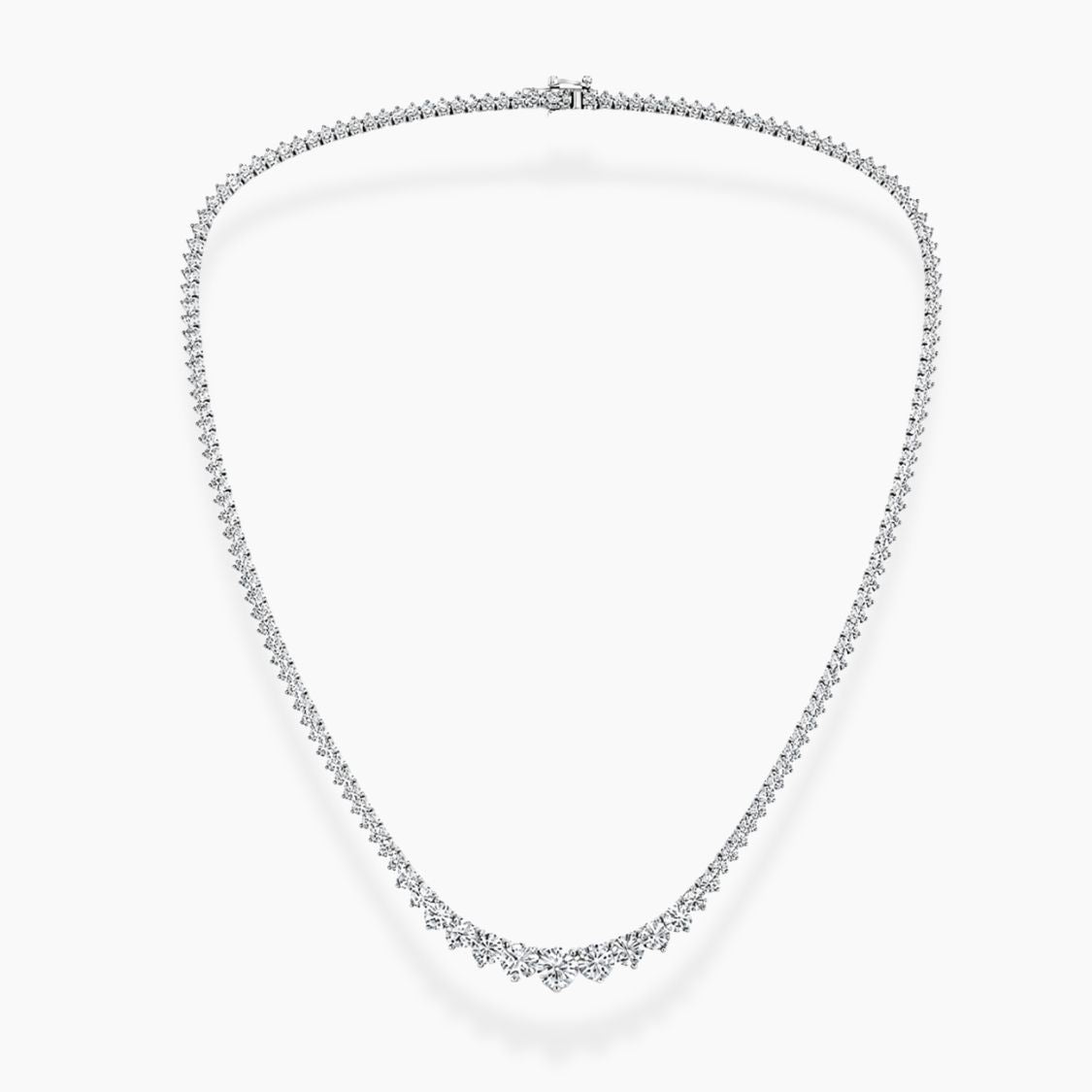 12 Carat Tennis Graduated Riviera Lab Grown Diamond Necklace 18K Gold | 3 Prongs | 16.5 in ∼ 42.5 cm | From 7 to 14 ct