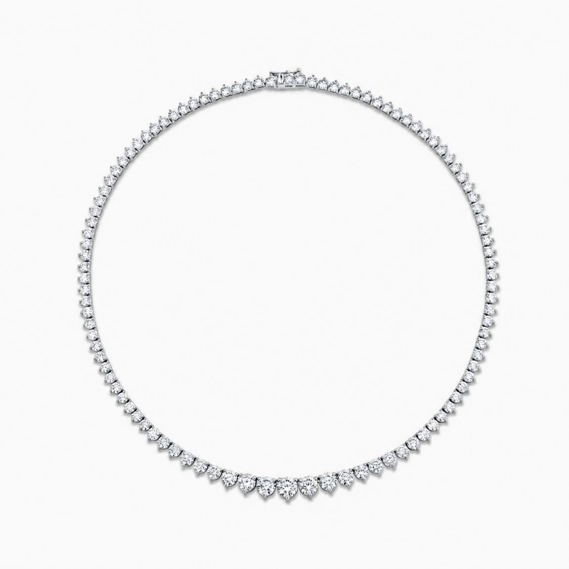 11 Carat Tennis Graduated Riviera Lab Grown Diamond Necklace 18K Gold | 3 Prongs | 16.5 in ∼ 42.5 cm