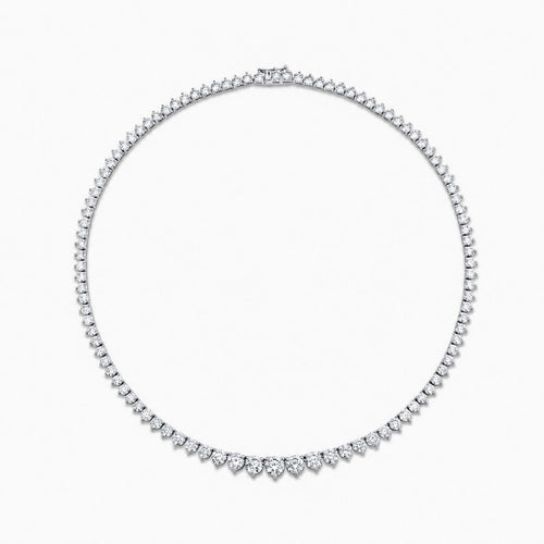 11 Carat Tennis Graduated Riviera Lab Grown Diamond Necklace 18K Gold | 3 Prongs | 16.5 in ∼ 42.5 cm