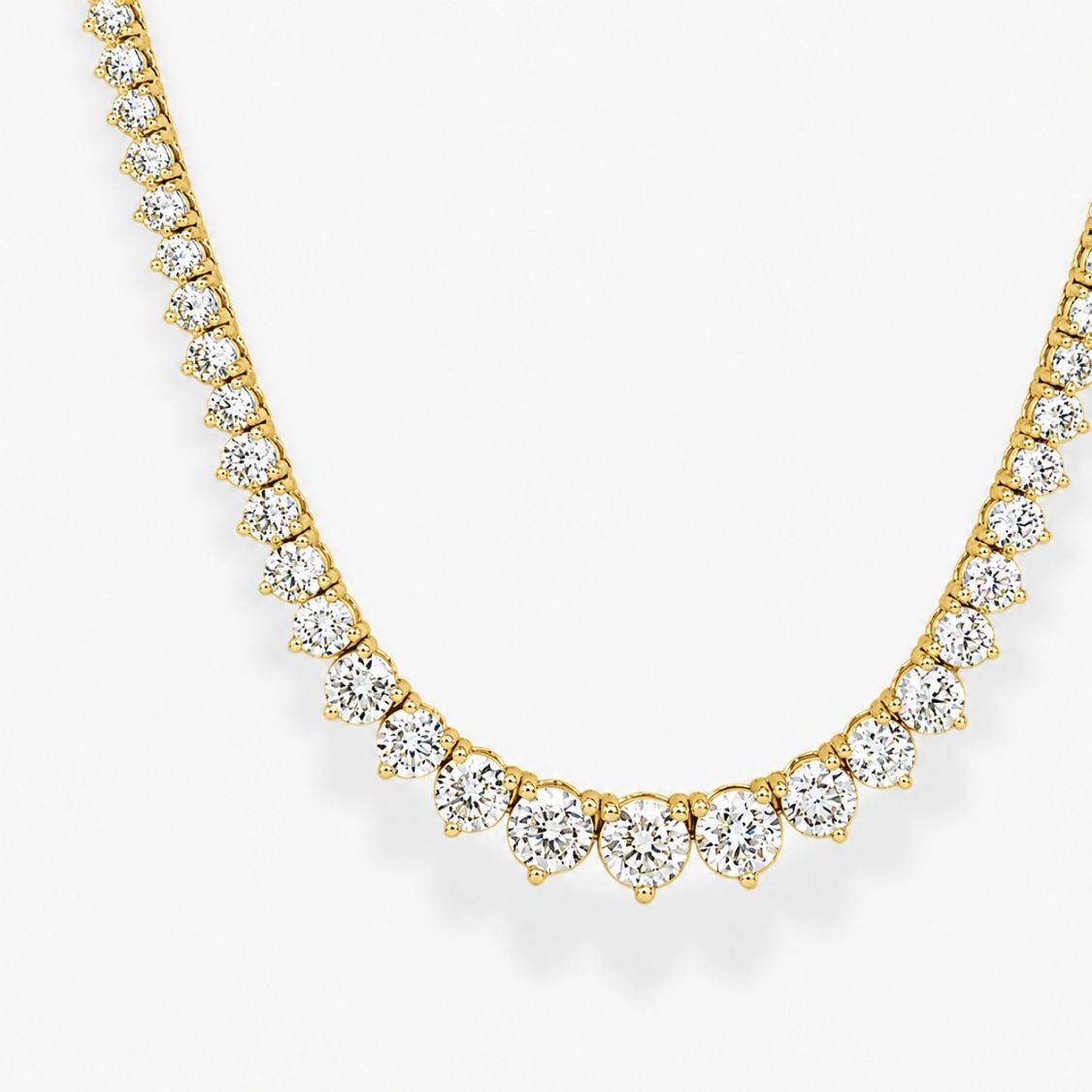 11 Carat Tennis Graduated Riviera Lab Grown Diamond Necklace 18K Gold | 3 Prongs | 16.5 in ∼ 42.5 cm