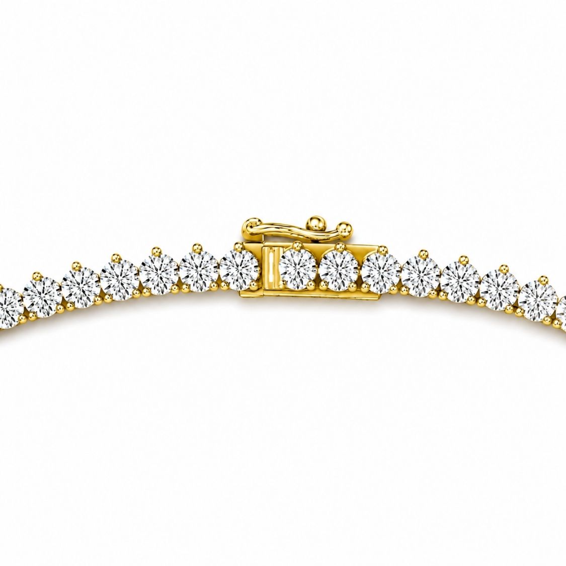 14 Carat Tennis Graduated Riviera Lab Grown Diamond Necklace 18K Gold | 3 Prongs | 16.5 in ∼ 42.5 cm | From 7 to 14 ct