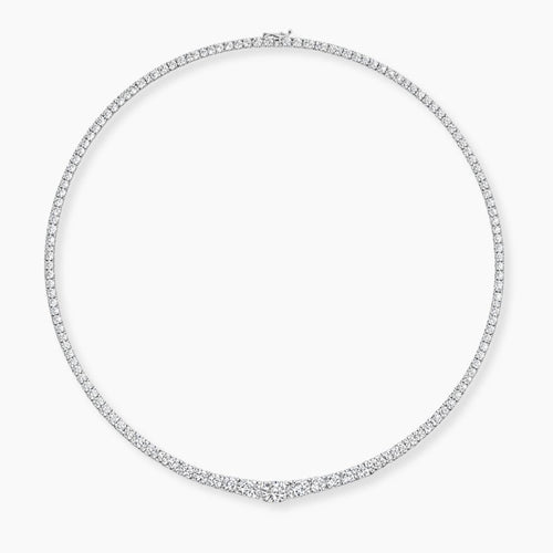 11 Carat Tennis Graduated Lab Grown Diamond Necklace 18K Gold | 4 Prongs | 16.5 in ∼ 42.5 cm