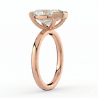 18K Solid Gold Oval Half-Bezel Lab Grown Diamond Ring