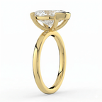 18K Solid Gold Oval Half-Bezel Lab Grown Diamond Ring