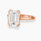 18K Solid Gold Emerald Half-Bezel Lab Diamond Ring
