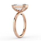 18K Solid Gold Emerald Half-Bezel Lab Grown Diamond Ring