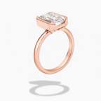 18K Solid Gold Emerald Half-Bezel Lab Diamond Ring