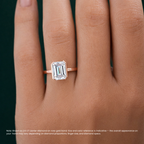 18K Solid Gold Emerald Half-Bezel Lab Diamond Ring