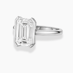 18K Solid Gold Emerald Half-Bezel Lab Diamond Ring