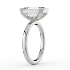 18K Solid Gold Emerald Half-Bezel Lab Grown Diamond Ring