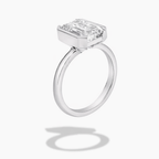 18K Solid Gold Emerald Half-Bezel Lab Diamond Ring