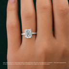 18K Solid Gold Emerald Half-Bezel Lab Diamond Ring