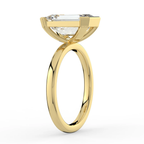 18K Solid Gold Emerald Half-Bezel Lab Grown Diamond Ring