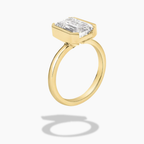 18K Solid Gold Emerald Half-Bezel Lab Diamond Ring