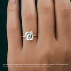 18K Solid Gold Emerald Half-Bezel Lab Diamond Ring