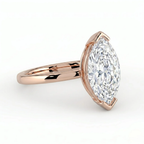 18K Solid Gold Marquise Half-Bezel Diamond Engagement Ring