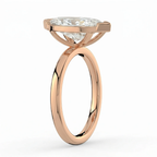 18K Solid Gold Marquise Half-Bezel Diamond Engagement Ring