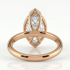18K Solid Gold Marquise Half-Bezel Diamond Engagement Ring