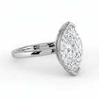 18K Solid Gold Marquise Half-Bezel Diamond Engagement Ring