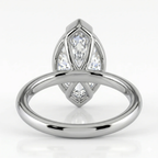 18K Solid Gold Marquise Half-Bezel Diamond Engagement Ring