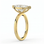 18K Solid Gold Marquise Half-Bezel Diamond Engagement Ring