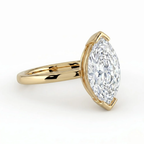 18K Solid Gold Marquise Half-Bezel Diamond Engagement Ring