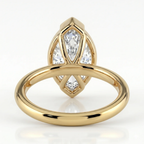18K Solid Gold Marquise Half-Bezel Diamond Engagement Ring
