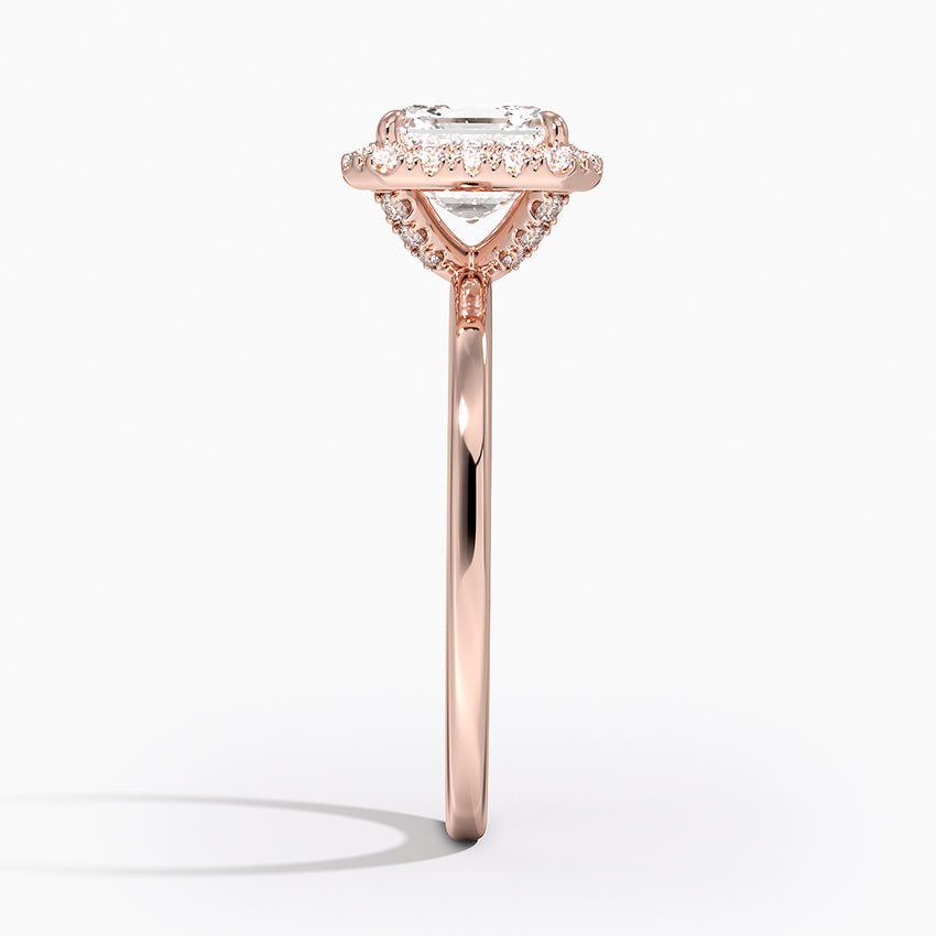 18K Solid Gold Halo Solitaire Ring
