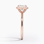 18K Solid Gold Halo Solitaire Ring