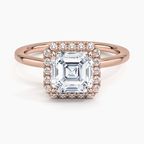 18K Solid Gold Halo Solitaire Ring