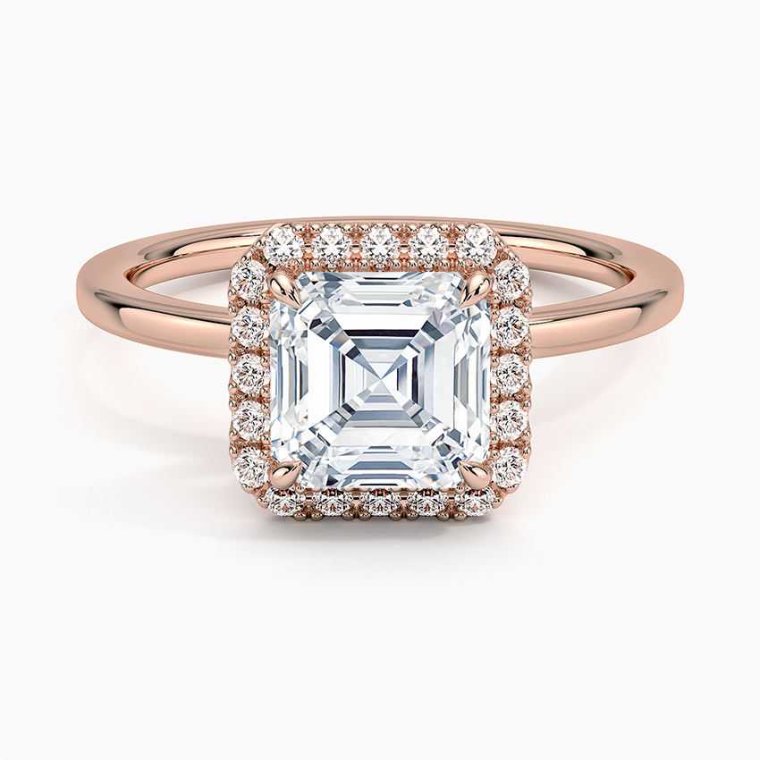 18K Solid Gold Halo Solitaire Ring