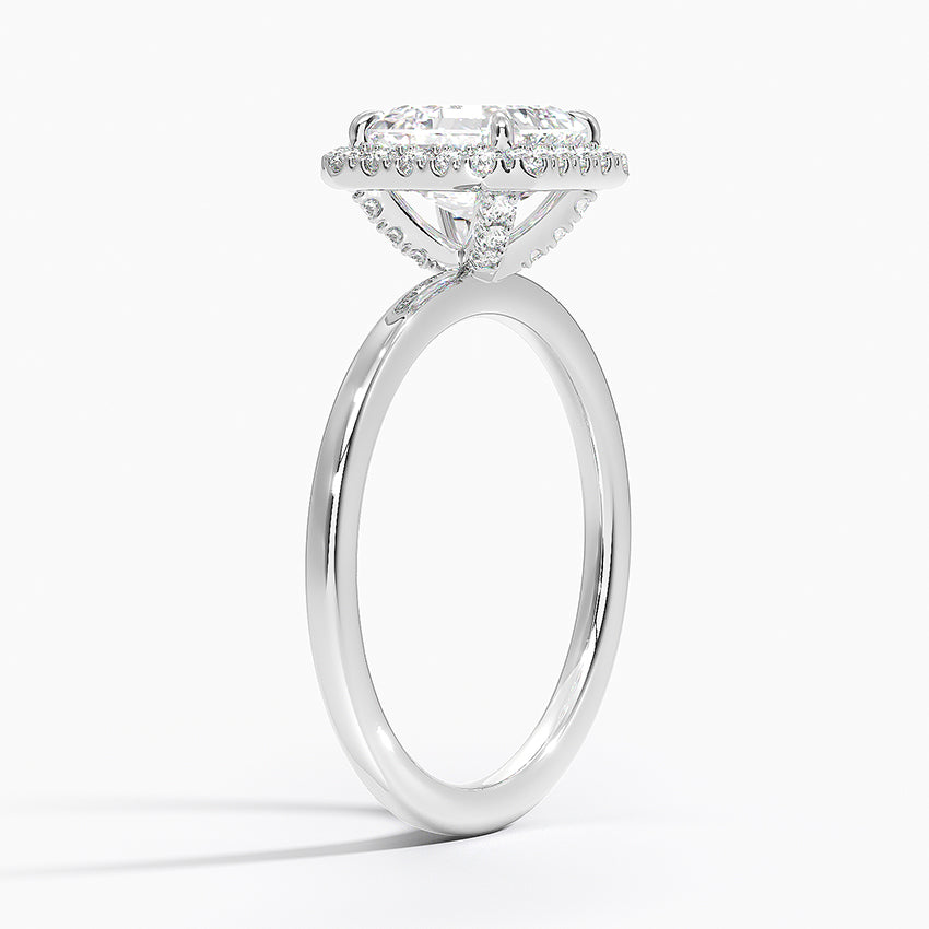 18K Solid Gold Halo Solitaire Ring