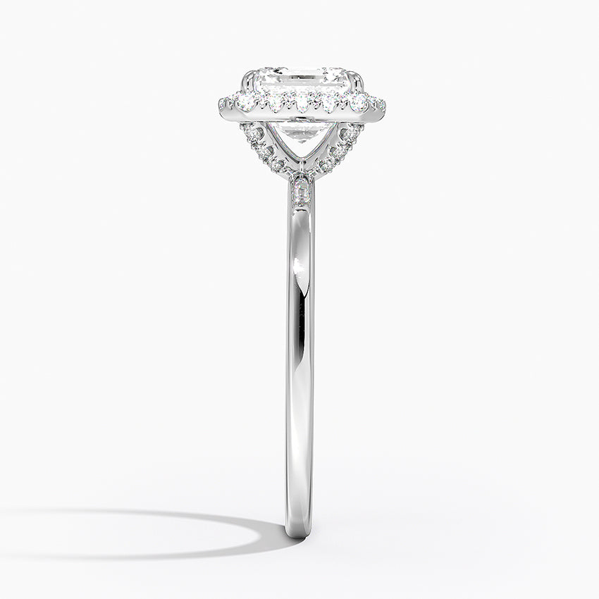 18K Solid Gold Halo Solitaire Ring