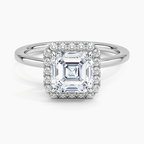 18K Solid Gold Halo Solitaire Ring