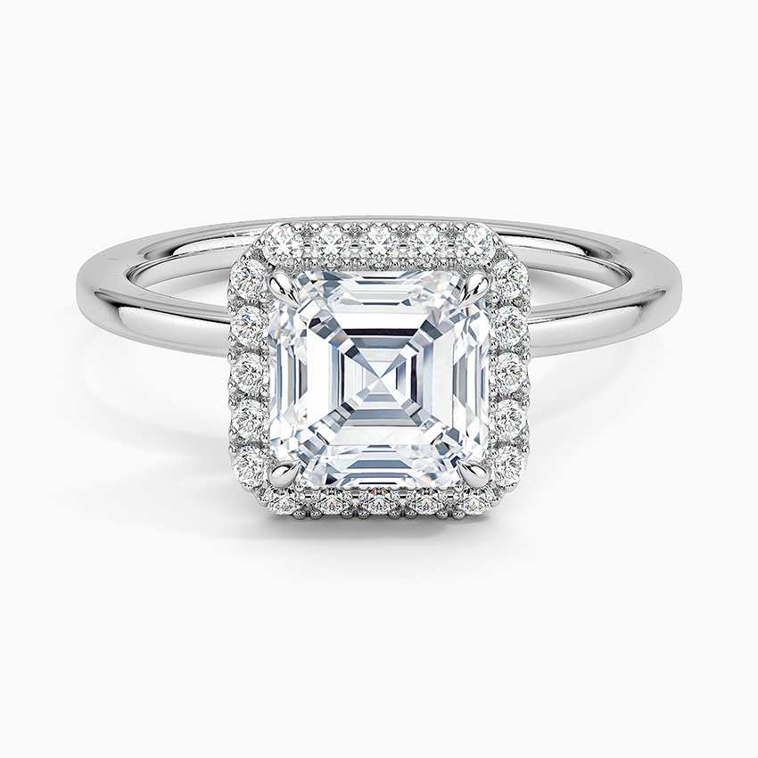 18K Solid Gold Halo Solitaire Ring