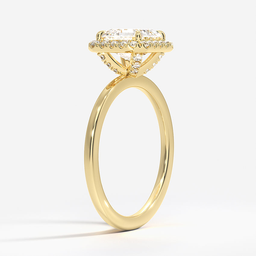 18K Solid Gold Halo Solitaire Ring
