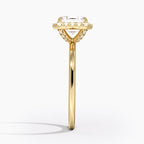18K Solid Gold Halo Solitaire Ring
