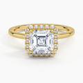 18K Solid Gold Halo Solitaire Ring
