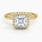 18K Solid Gold Halo Solitaire Ring