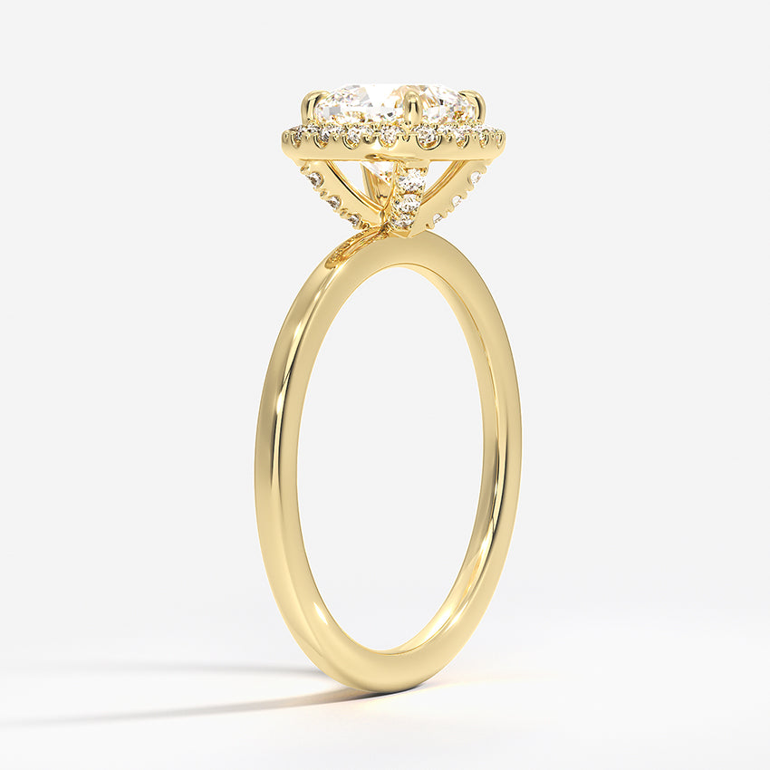 18K Solid Gold Classic Halo Ring