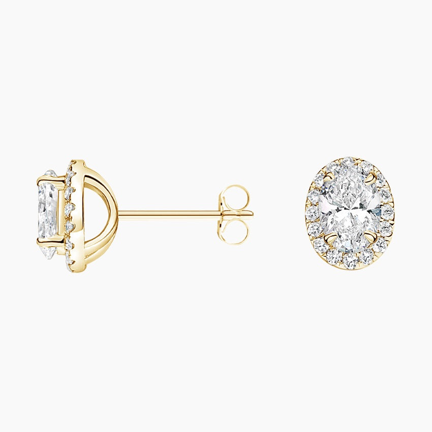 Oval Halo Stud Lab Diamond Earrings ( 0.75 ct * 2 ) 18K Gold