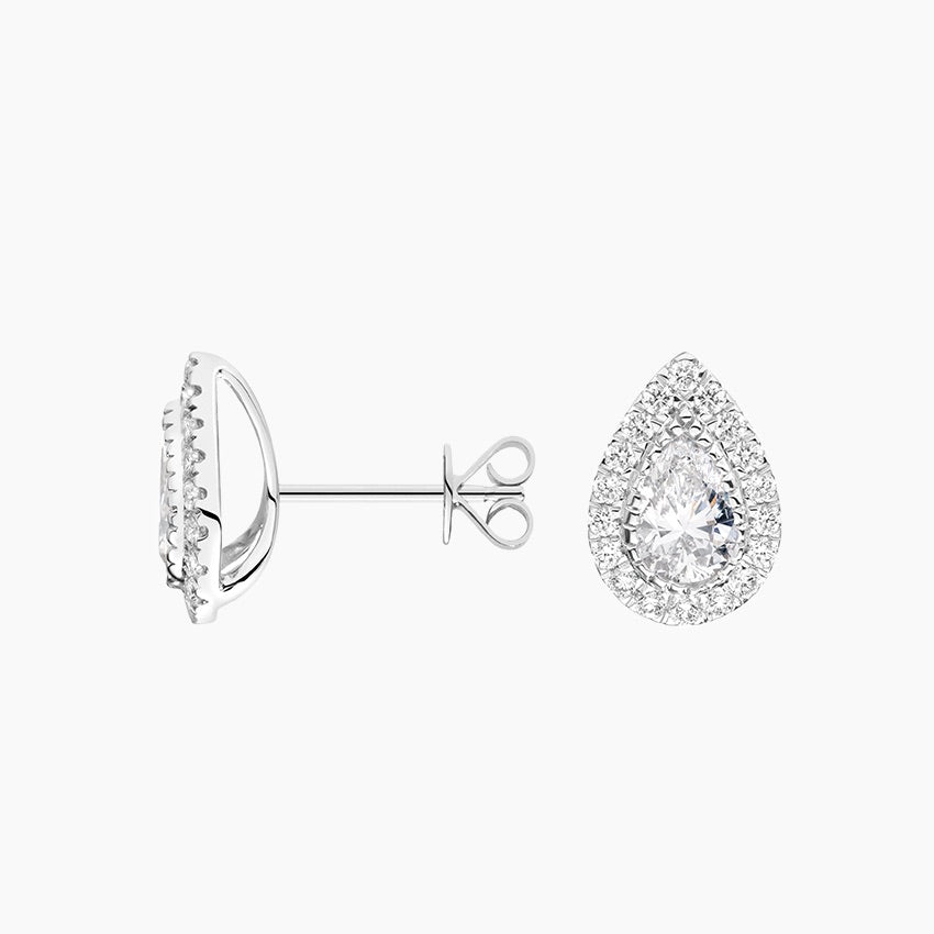 Pear Halo Stud Lab Diamond Earrings ( 0.75 ct * 2 ) 18K Gold